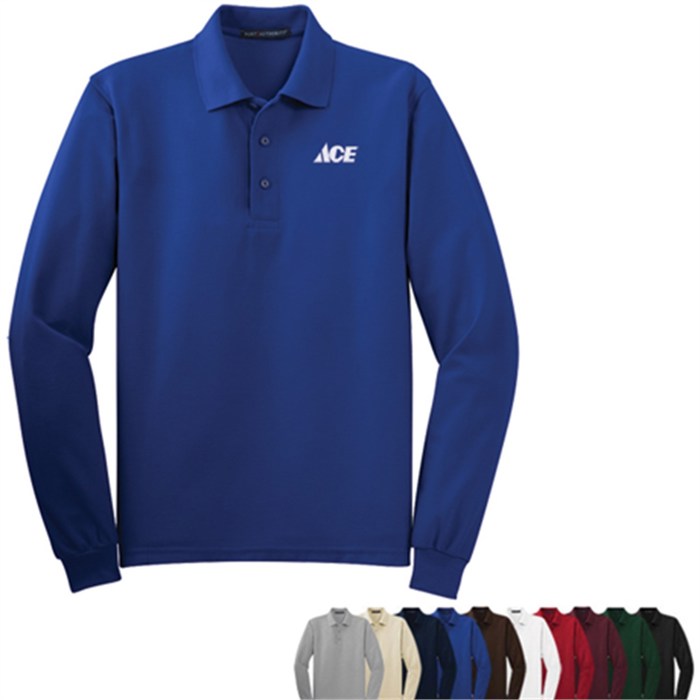 Mens Long Sleeve Silk Touch Sport Shirt